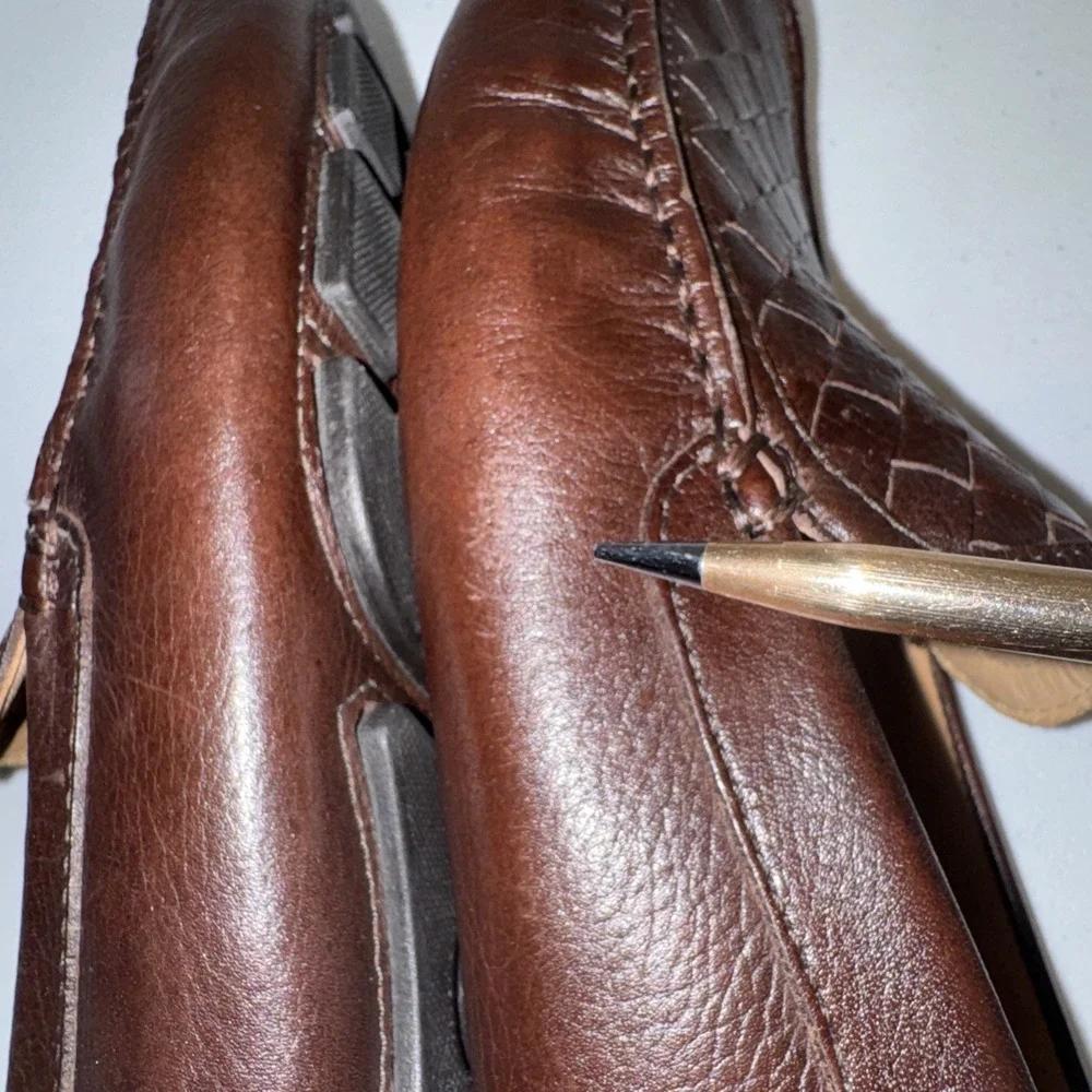 GH Bass & Co Men's Bass Wheldon Weave Loafers Size 11 1/2 Brown Leather Preppy